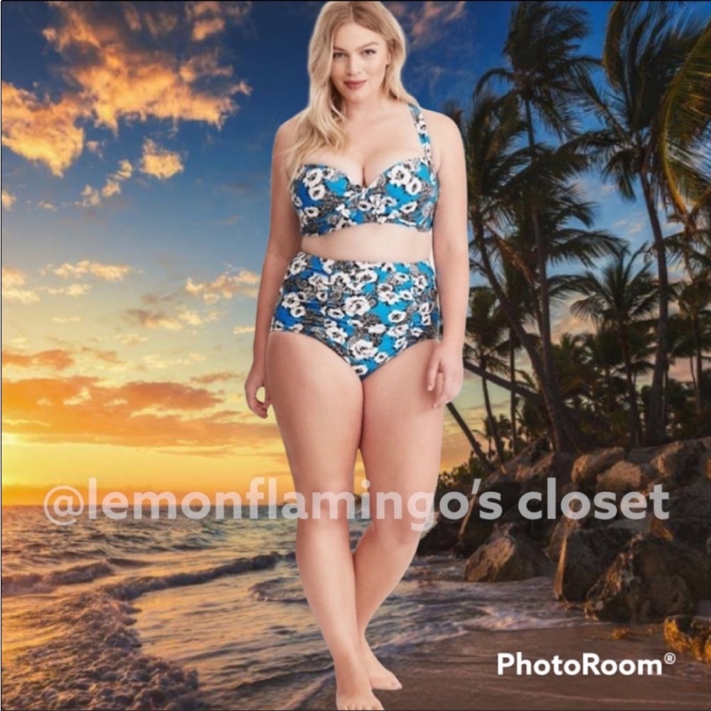 Torrid sexiest bikini ever blue floral & paisley swimsuit